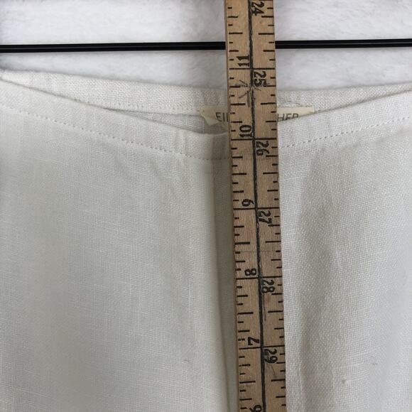 EILEEN FISHER 100% Linen Pants Cropped Sz PL White Side Zip Wide Leg Lagenlook - Picture 8 of 11